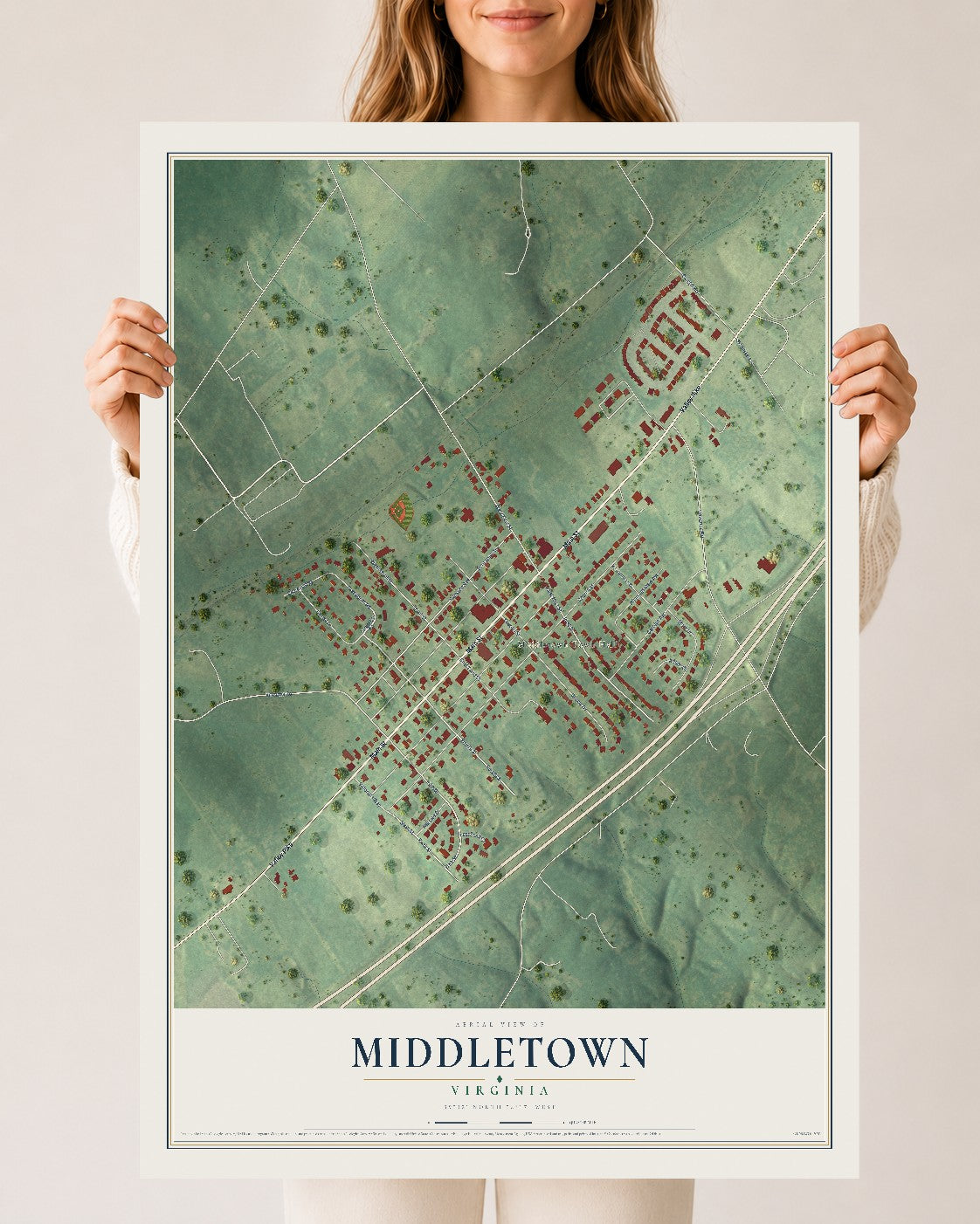 Map of Middletown, Virginia, 24 x 36 inch unframed archival matte print