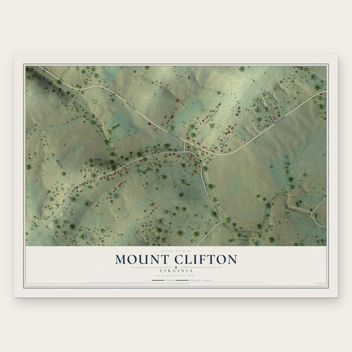 Mount Clifton, Virginia map print, the full design