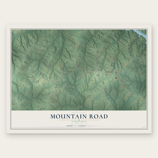 Mountain Road, Virginia map print, the full design