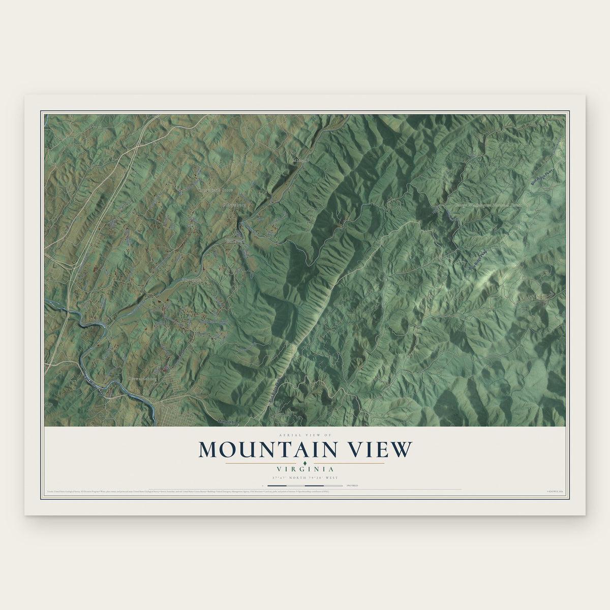 Mountain View, Rockbridge County, Virginia map print, the full design