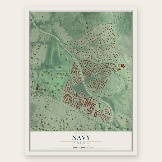 Navy, Virginia map print, the full design