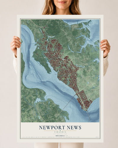 Map of Newport News, Virginia, 24 x 36 inch unframed archival matte print
