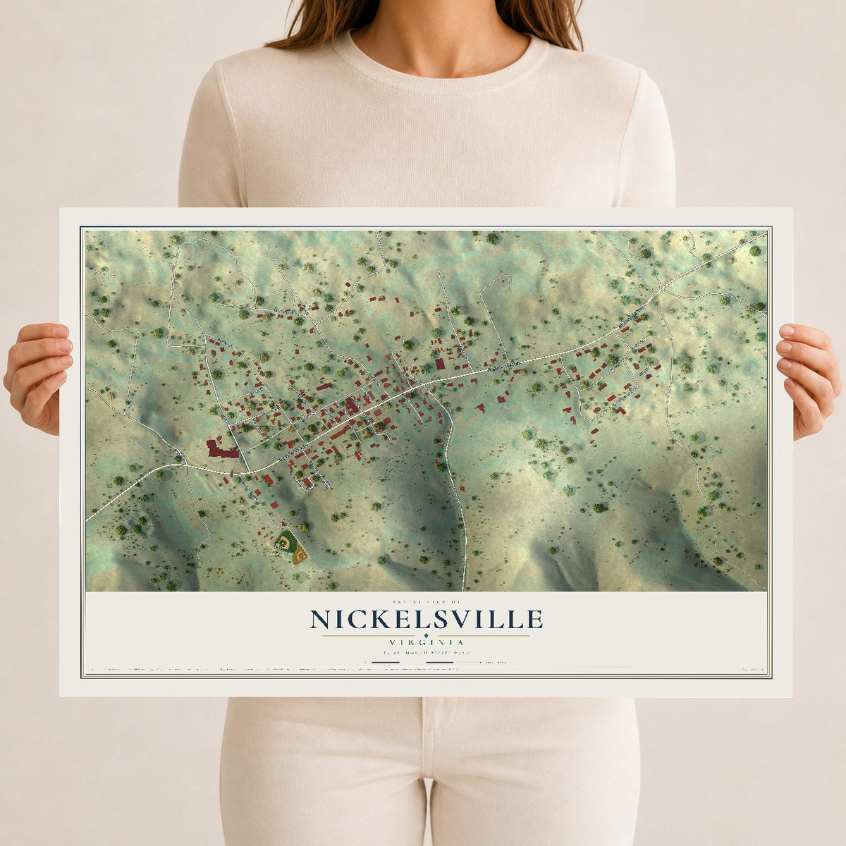 Map of Nickelsville, Virginia, 12 x 18 inch unframed archival matte print