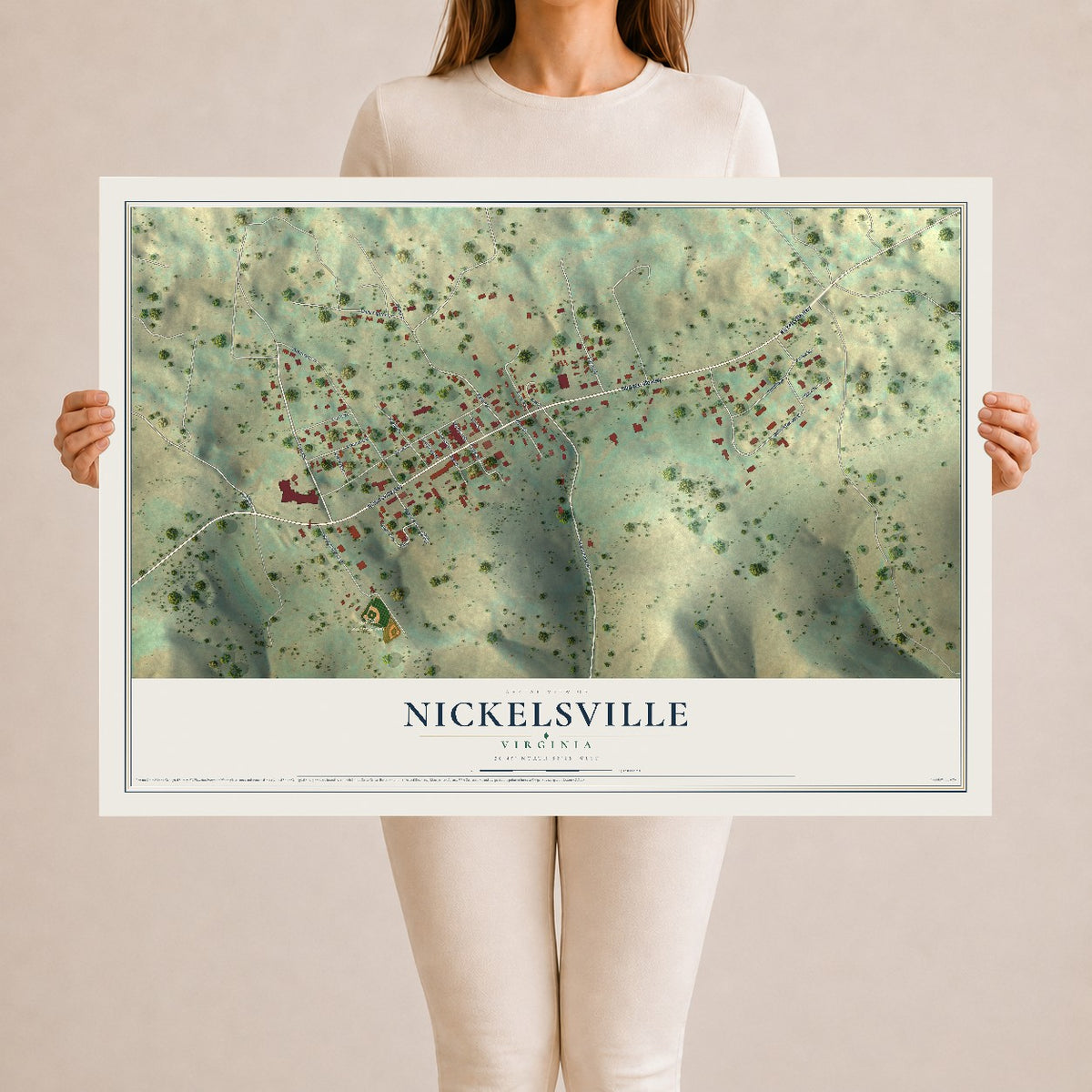 Map of Nickelsville, Virginia, 24 x 36 inch unframed archival matte print