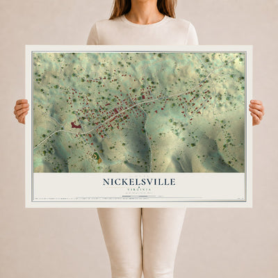 Map of Nickelsville, Virginia, 24 x 36 inch unframed archival matte print