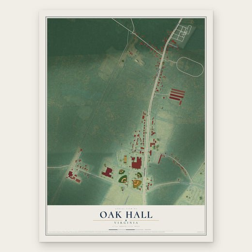 Oak Hall, Virginia map print, the full design