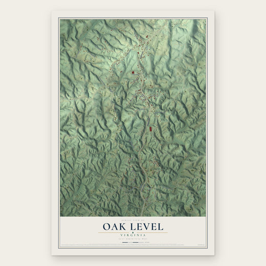 Oak Level, Virginia map print, the full design