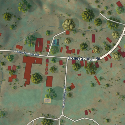 Close-up of the map of Orkney Springs, Virginia print showing street and building detail