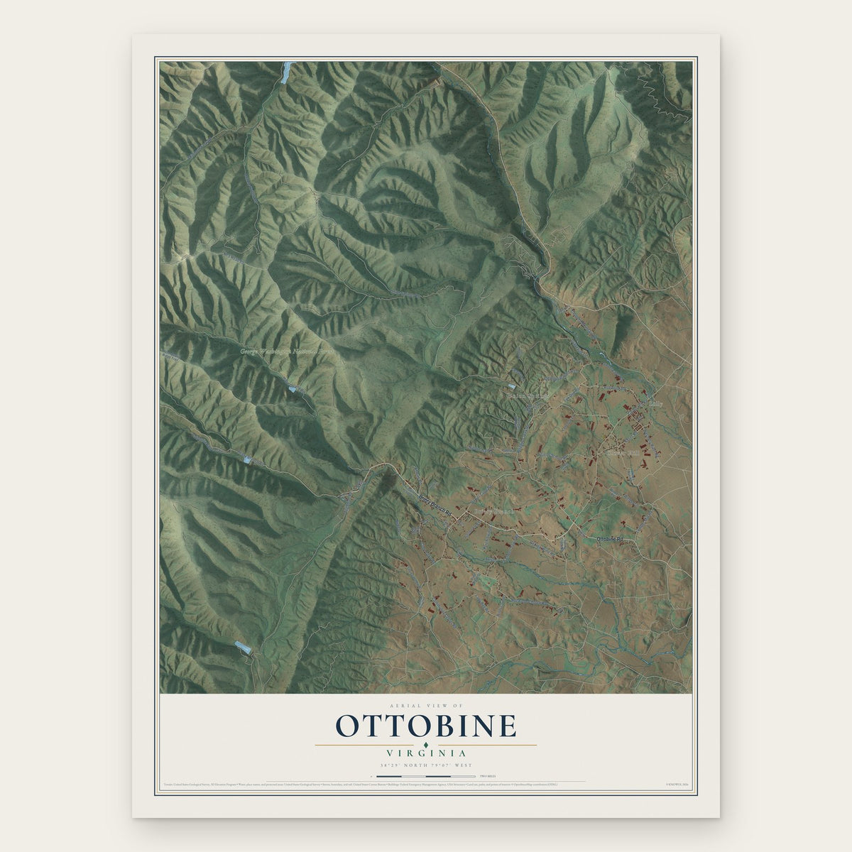 Ottobine, Virginia map print, the full design