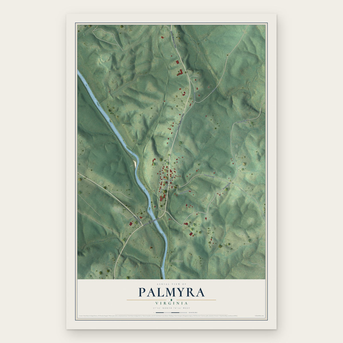 Palmyra, Virginia map print, the full design