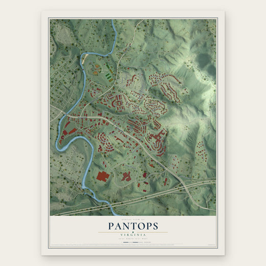Pantops, Virginia map print, the full design