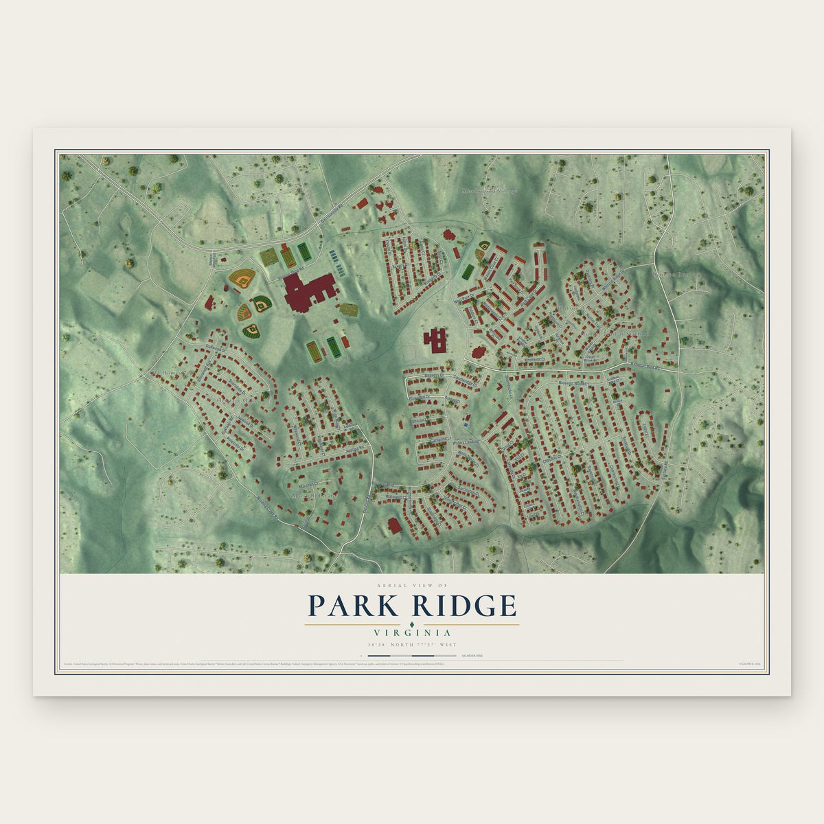 Park Ridge, Virginia map print, the full design