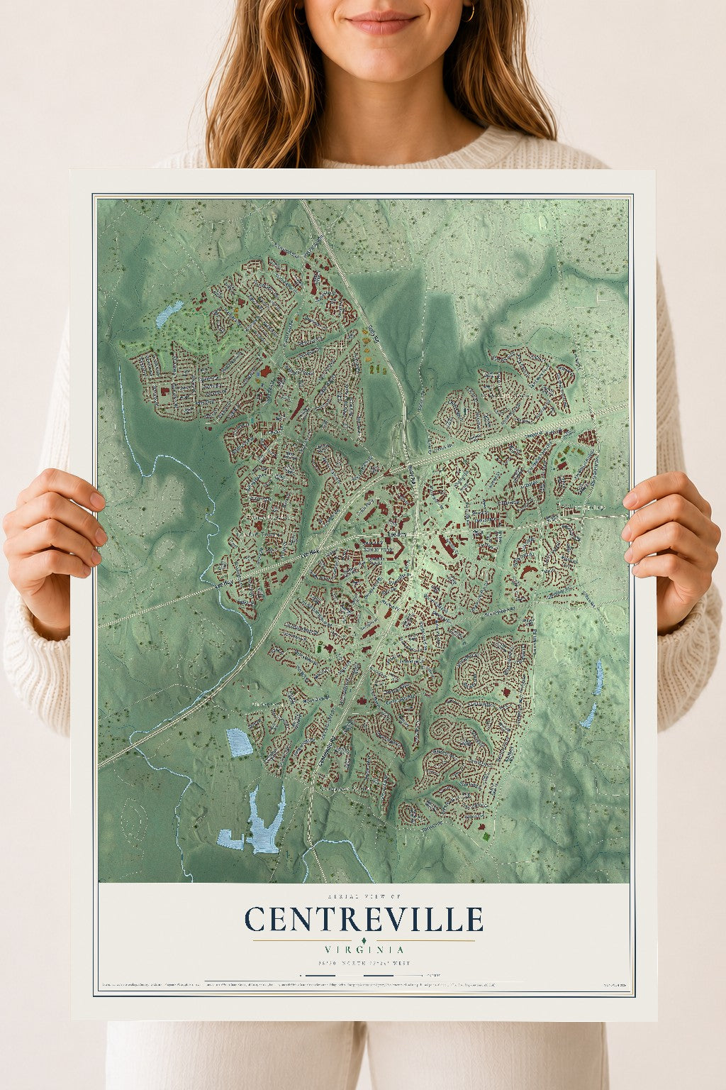 Map of Centreville, Virginia, 18 x 24 inch unframed archival matte print