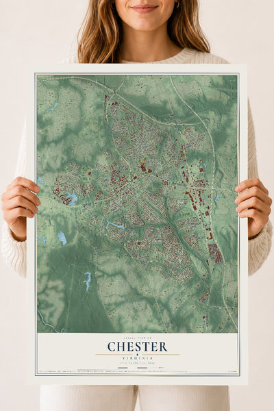 Map of Chester, Virginia, 18 x 24 inch unframed archival matte print