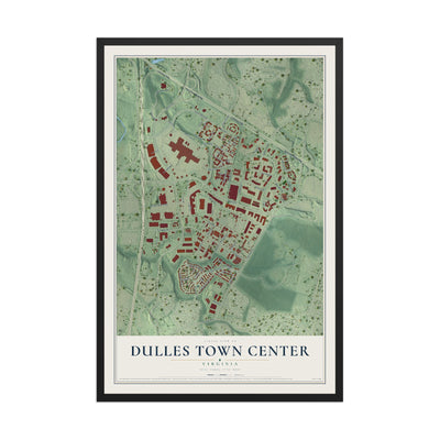Map of Dulles Town Center, Virginia, 12 x 18 inch print in a black wood frame