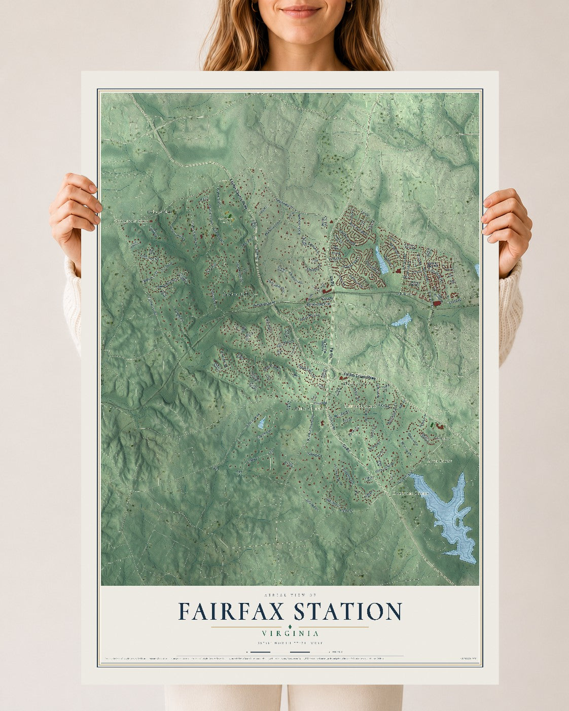 Map of Fairfax Station, Virginia, 24 x 36 inch unframed archival matte print