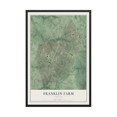 Map of Franklin Farm, Virginia, 12 x 18 inch print in a black wood frame
