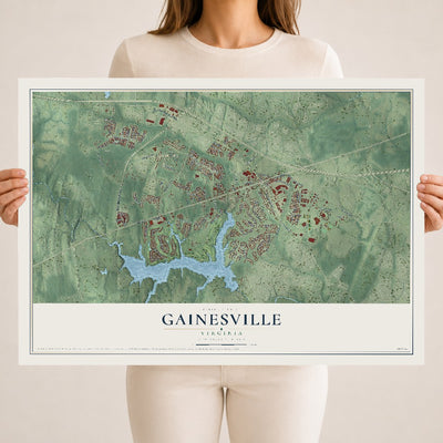 Map of Gainesville, Virginia, 18 x 24 inch unframed archival matte print
