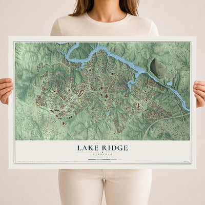 Map of Lake Ridge, Virginia, 18 x 24 inch unframed archival matte print