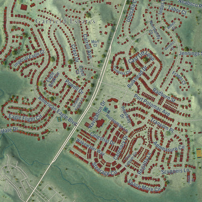 Close-up of the map of Leesylvania, Virginia print showing street and building detail