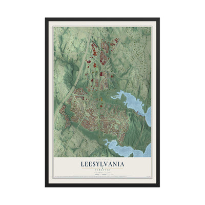 Map of Leesylvania, Virginia, 12 x 18 inch print in a black wood frame