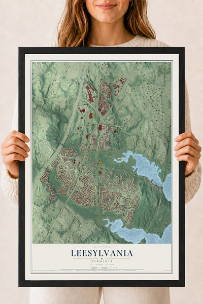 Map of Leesylvania, Virginia, 18 x 24 inch print in a black wood frame