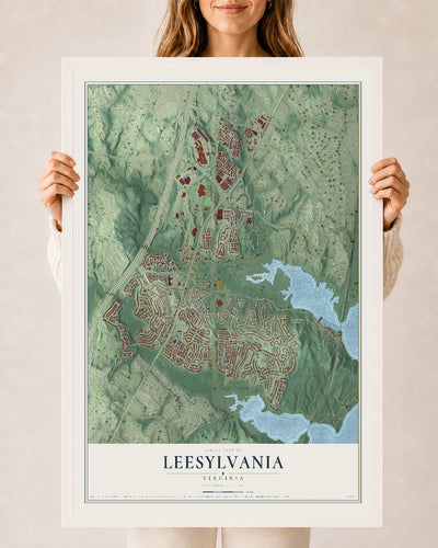 Map of Leesylvania, Virginia, 24 x 36 inch print in a white wood frame