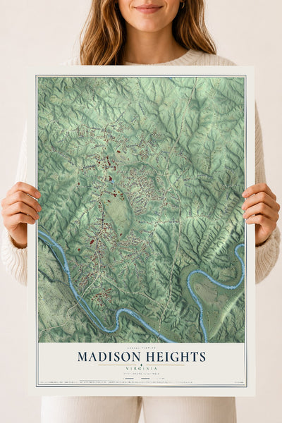 Map of Madison Heights, Virginia, 18 x 24 inch unframed archival matte print