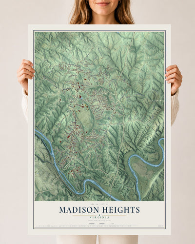 Map of Madison Heights, Virginia, 24 x 36 inch unframed archival matte print
