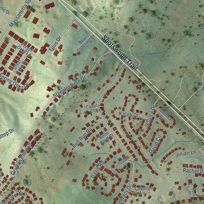 Second close-up of the map of Massanetta Springs, Virginia print showing more streets and buildings