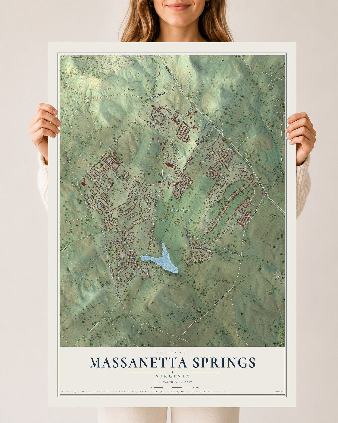 Map of Massanetta Springs, Virginia, 24 x 36 inch unframed archival matte print