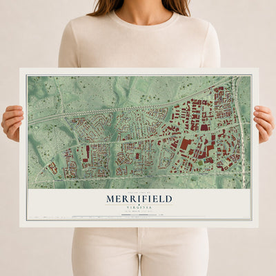 Map of Merrifield, Virginia, 12 x 18 inch unframed archival matte print