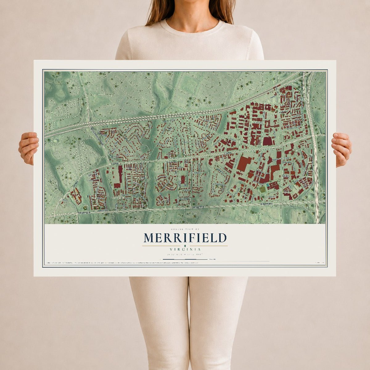 Map of Merrifield, Virginia, 24 x 36 inch unframed archival matte print