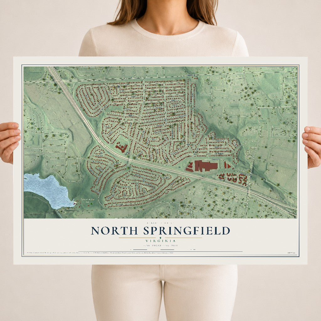 Map of North Springfield, Virginia, 18 x 24 inch unframed archival matte print