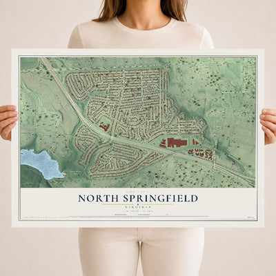 Map of North Springfield, Virginia, 18 x 24 inch unframed archival matte print