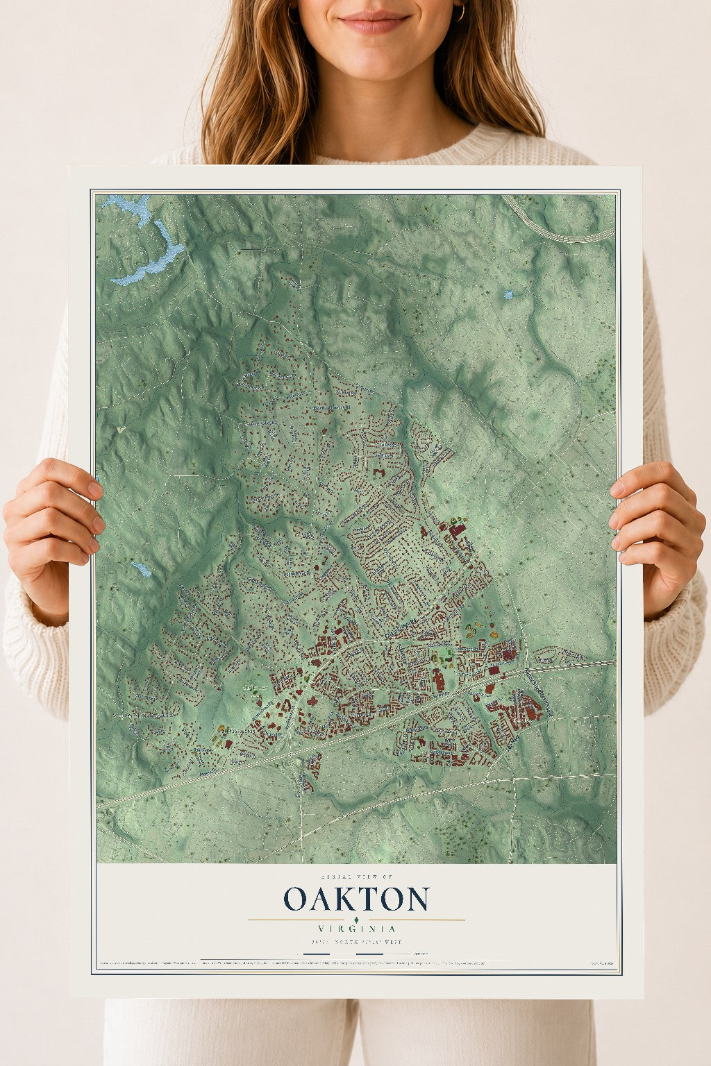 Map of Oakton, Virginia, 18 x 24 inch unframed archival matte print
