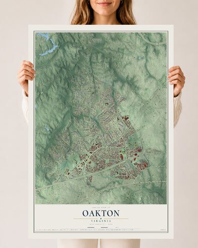 Map of Oakton, Virginia, 24 x 36 inch unframed archival matte print