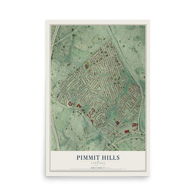 Map of Pimmit Hills, Virginia, 12 x 18 inch unframed archival matte print