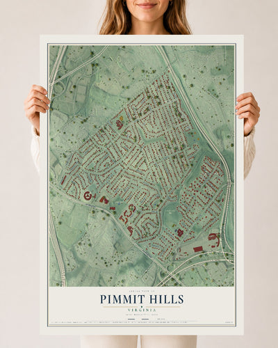 Map of Pimmit Hills, Virginia, 24 x 36 inch unframed archival matte print
