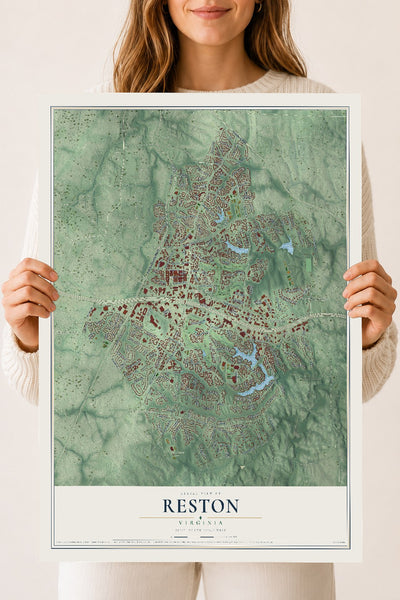 Map of Reston, Virginia, 18 x 24 inch unframed archival matte print