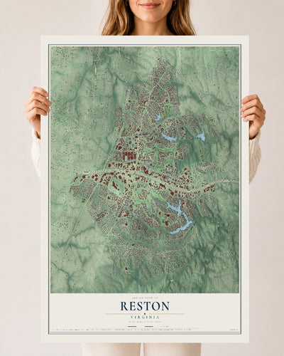 Map of Reston, Virginia, 24 x 36 inch unframed archival matte print