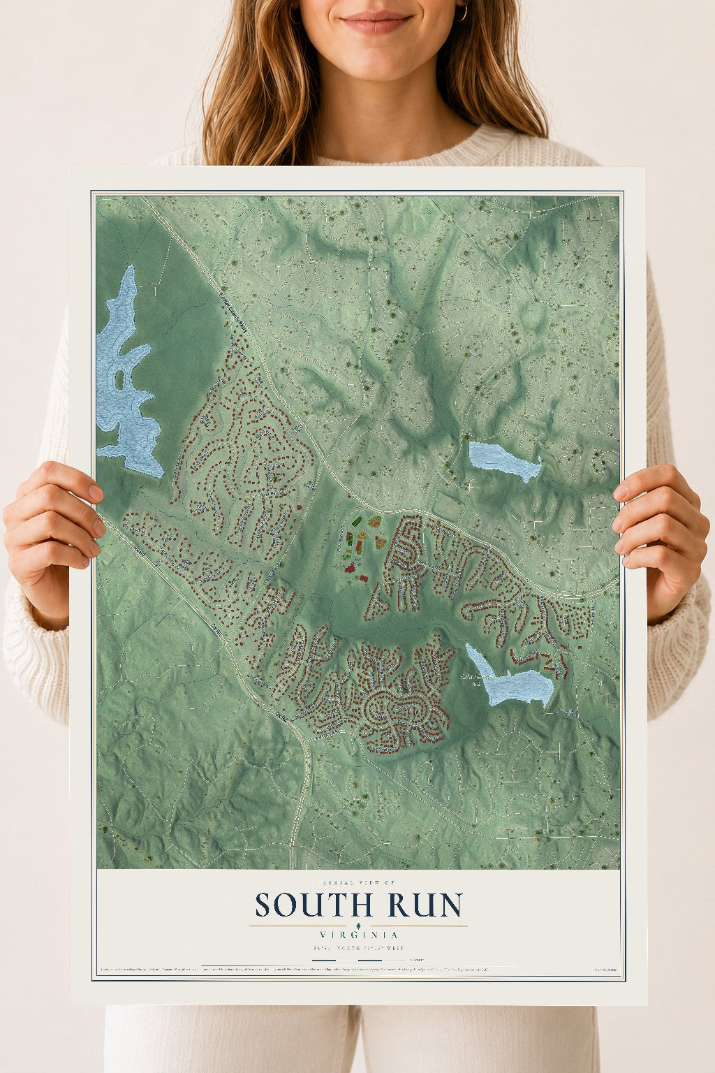 Map of South Run, Virginia, 18 x 24 inch unframed archival matte print