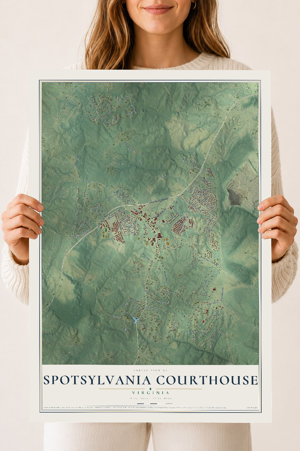 Map of Spotsylvania Courthouse, Virginia, 18 x 24 inch unframed archival matte print