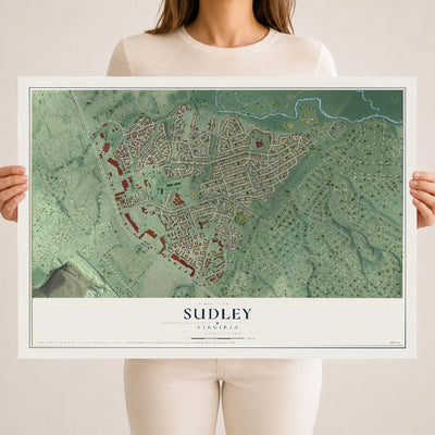 Map of Sudley, Virginia, 18 x 24 inch unframed archival matte print