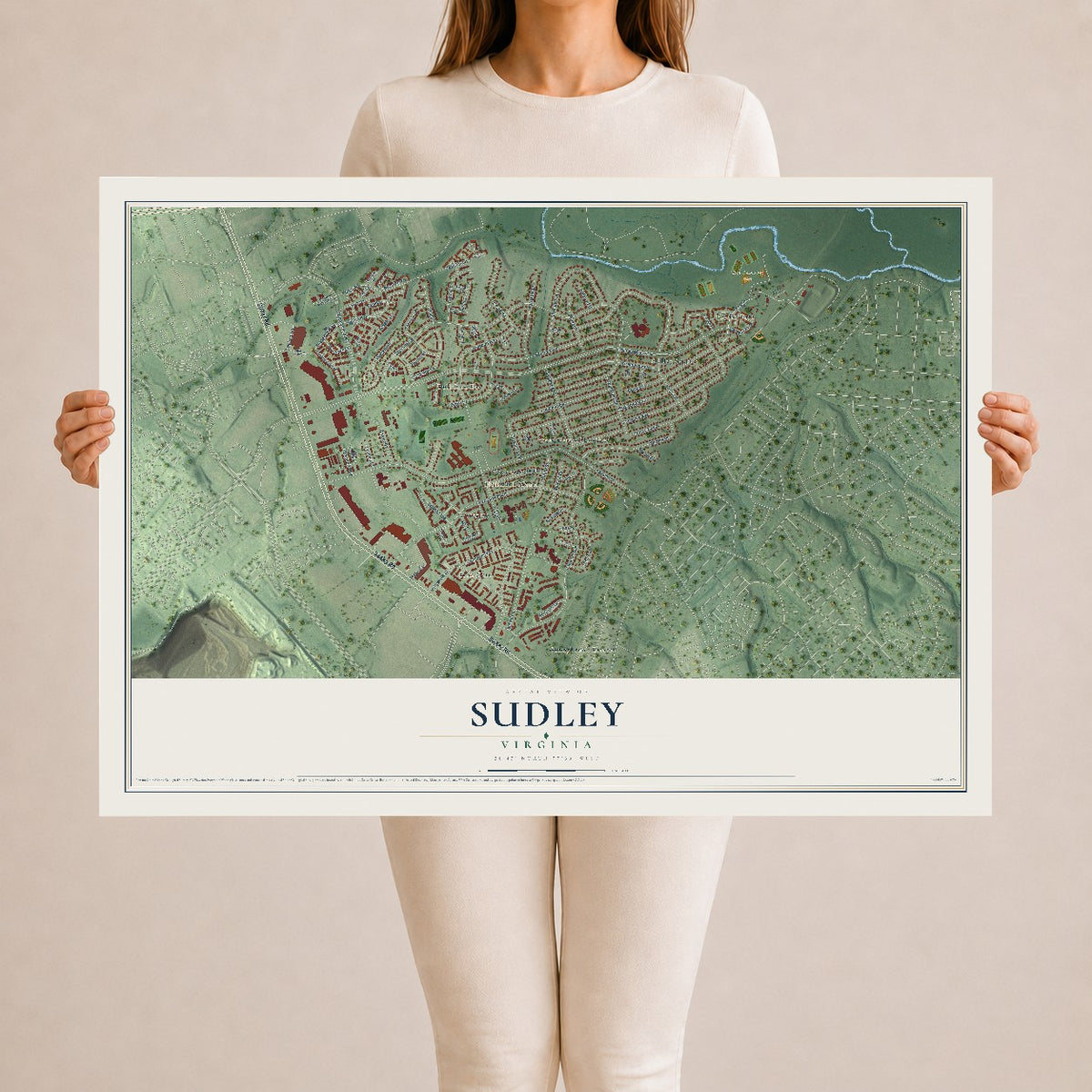 Map of Sudley, Virginia, 24 x 36 inch unframed archival matte print