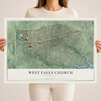 Map of West Falls Church, Virginia, 18 x 24 inch unframed archival matte print