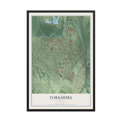 Map of Yorkshire, Virginia, 12 x 18 inch print in a black wood frame