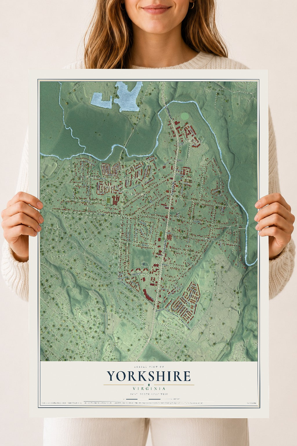 Map of Yorkshire, Virginia, 18 x 24 inch unframed archival matte print