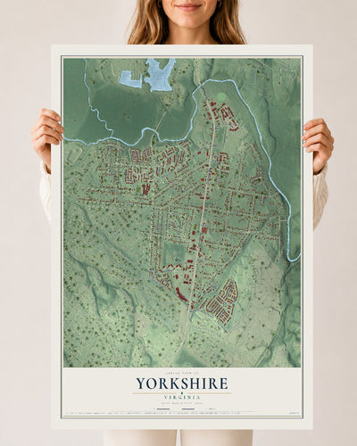 Map of Yorkshire, Virginia, 24 x 36 inch unframed archival matte print