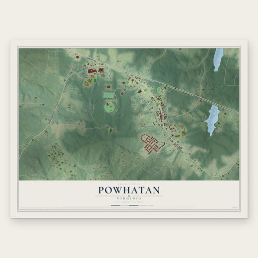 Powhatan, Virginia map print, the full design